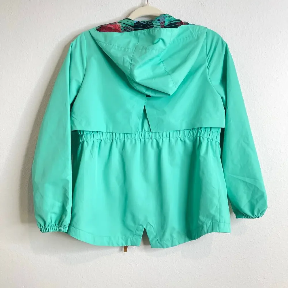 C9 Champion Girls Hooded Windbreaker Jacket Youth Large Teal Lightweight Zip Up